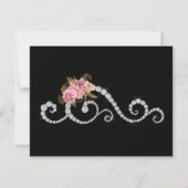 赤面金ゴールド銀フローラダイヤモンド結婚ズ 出欠カード (裏面)