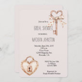 赤面鍵からハートブライダルシャワー 招待状 (正面/裏面)