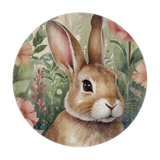 赤面開花とバニードリームガラス切断板 カッティングボード (正面)