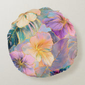 赤面開花エキゾチック離れな花 ラウンドクッション (裏面)