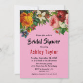 赤面開花カラフルバラフローラブライダルシャワー 招待状 (正面)