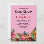 赤面開花カラフルバラフローラブライダルシャワー 招待状 (正面)