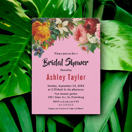 赤面開花カラフルバラフローラブライダルシャワー 招待状