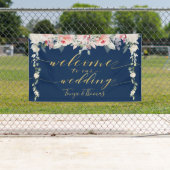 赤面開花ファンシー金ゴールド書道へようこそ 横断幕 (インサイチュ)