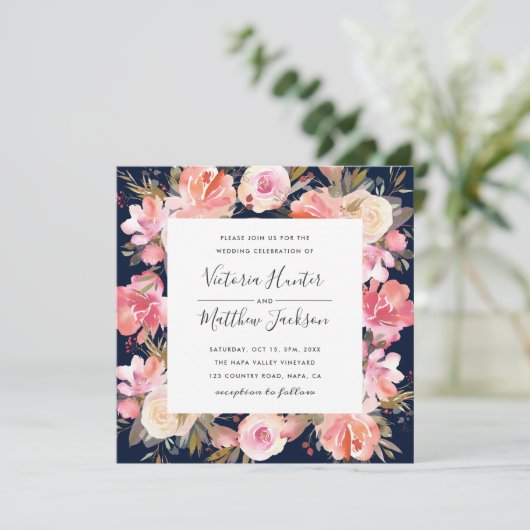 赤面開花フローラ結婚式招待状|海軍 招待状 (スタンド正面)