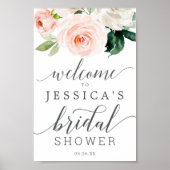 赤面開花ブライダルシャワーウェルカムサイン ポスター (正面)