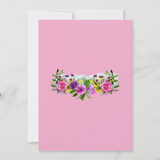 赤面開花ボタニカルボホ素朴フローラ結婚ズ 招待状 (裏面)