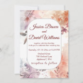 赤面開花水彩結婚式招待状 招待状 (正面)