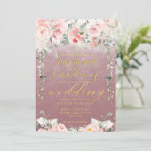 赤面開花結婚の金ゴールドファンシー書道マロー 招待状 (スタンド正面)