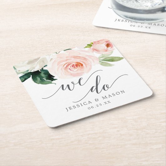 赤面開花結婚ズコースター スクエアペーパーコースター (アングル)