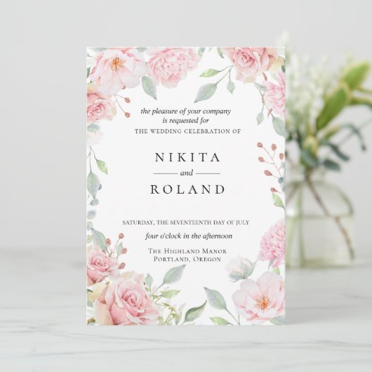 赤面開花結婚式招待状 招待状 (スタンド正面)