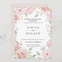 赤面開花結婚式招待状 招待状