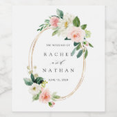 赤面開花金ゴールドオーバル結婚フレーム ワインラベル (シングルラベル)