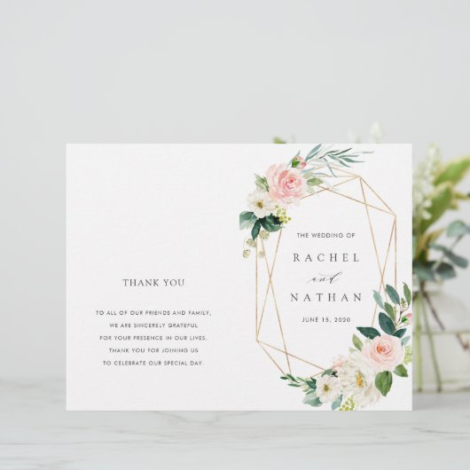 赤面開花金ゴールド枠折り結婚式 プログラム (スタンド正面)