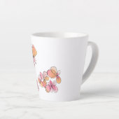 赤面開花 – ピンクフローラコーヒー&ティーマグカップ カフェラテマグ (右アングル)