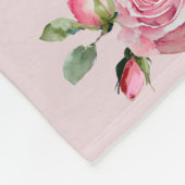 赤面開花：水彩バラフリースブランケット フリースブランケット (角)