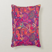 赤面開花:芸術的ピンクガーデンパターン アクセントクッション (正面(垂直))