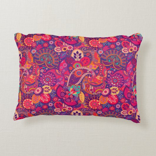 赤面開花:芸術的ピンクガーデンパターン アクセントクッション (裏面)
