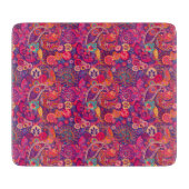 赤面開花:芸術的ピンクガーデンパターン カッティングボード (正面)