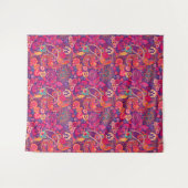 赤面開花:芸術的ピンクガーデンパターン タペストリー (正面(横))