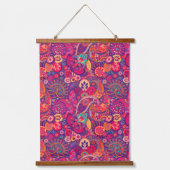 赤面開花:芸術的ピンクガーデンパターン 吊り下げ型タペストリー (正面)