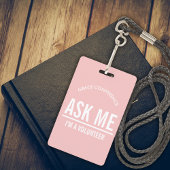 赤面頼ピンク私はボランティアIDバッジ バッジ