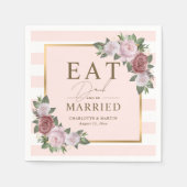 赤面食べ金ゴールドドリンクとビー結婚したフローラ結婚ズ スタンダードカクテルナプキン (正面)