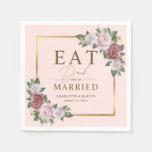 赤面食べ金ゴールドドリンクとビー結婚したフローラ結婚ズ スタンダードカクテルナプキン (正面)