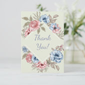赤面魅力的ピンクと埃っぽいブルーフローラ結婚ズ サンキューカード (スタンド正面)