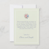 赤面魅力的ピンクと埃っぽいブルーフローラ結婚ズ サンキューカード (裏面)