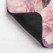 赤面魅力的ピンクカーネーション水彩画 マウスパッド (コーナー)