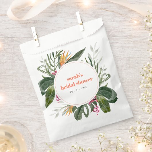 赤面鮮やかボホトロピカルフローラブライダルシャワー フェイバーバッグ (クリップ留めされた状態)
