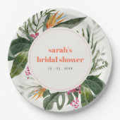 赤面鮮やかボホトロピカルフローラブライダルシャワー ペーパープレート (正面)