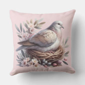 赤面鳩の巣 – 花とオリーブの枝 クッション (裏面)