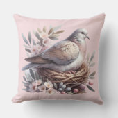 赤面鳩の巣 – 花とオリーブの枝 クッション (正面)