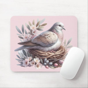 赤面鳩の巣 – 花とオリーブの枝 マウスパッド