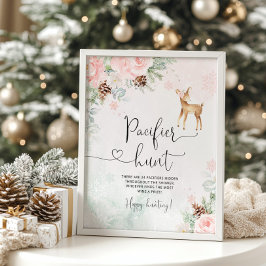 赤面鹿の雪片おしゃぶり狩りゲームポスター ポスター