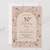 赤面50誕生日フローラワイルドフラワー招待状 招待状 (正面)