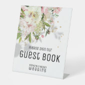 赤面&きらめくホワイトゲストブックペデスタルサイン 台座サイン (正面)