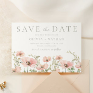 赤面&ほこりっぽいピンクワイルドフラワーズウォーター結婚カラー セーブザデート