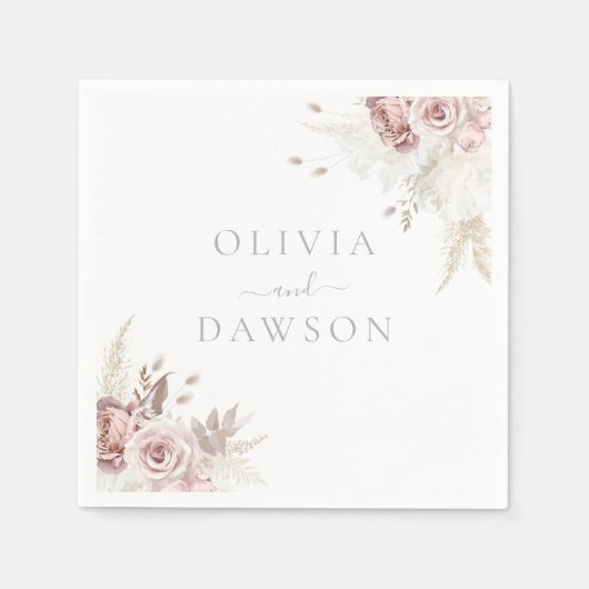 赤面&アイボリーエレガントウェディング スタンダードカクテルナプキン (正面)