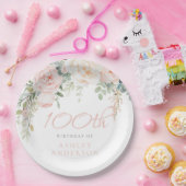 赤面&アイボリー女性100誕生日 ペーパープレート (パーティー)
