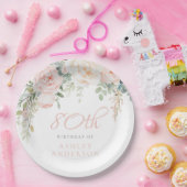 赤面&アイボリー女性90誕生日 ペーパープレート (パーティー)