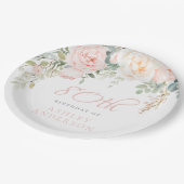 赤面&アイボリー女性90誕生日 ペーパープレート (アングル)