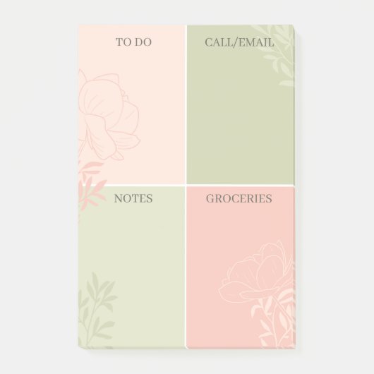 赤面&オリーブフローララインアートTo Doメモ ポストイット (正面)