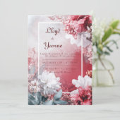 赤面&クリムゾンフローラウォーター結婚カラー 招待状 (スタンド正面)