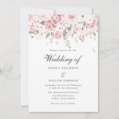 赤面&グレーバラエレガントフローラ冬の結婚式 招待状 (正面)