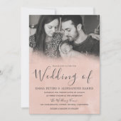 赤面&グレーブラック&ホワイトフォト結婚ズ 招待状 (正面)