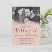 赤面&グレーブラック&ホワイトフォト結婚ズ 招待状 (スタンド正面)