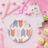 赤面、コーラル、ネイビーアローズ紙プレート ペーパープレート (パーティー)